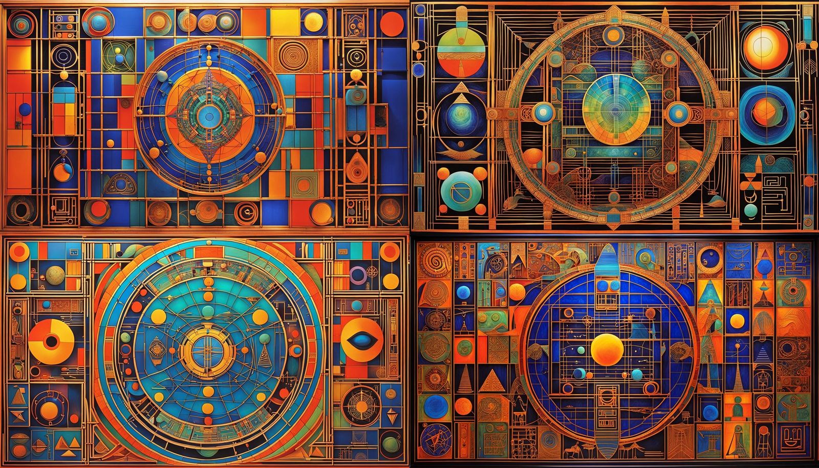 Sacred Geometry with Egyptian Hieroglyphics in Alien Style