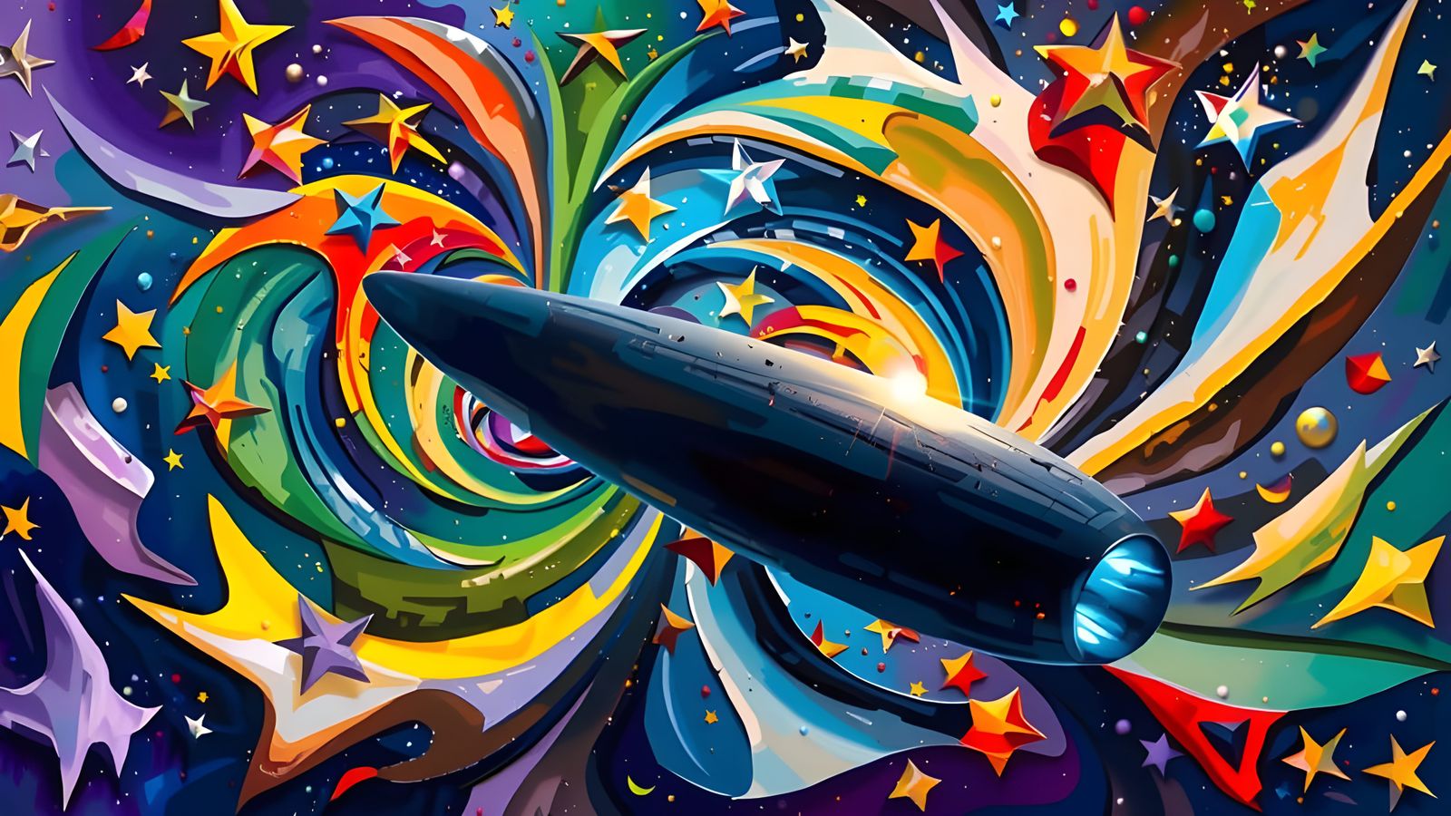 Cosmic Cylinder in Impasto Surrealist Style