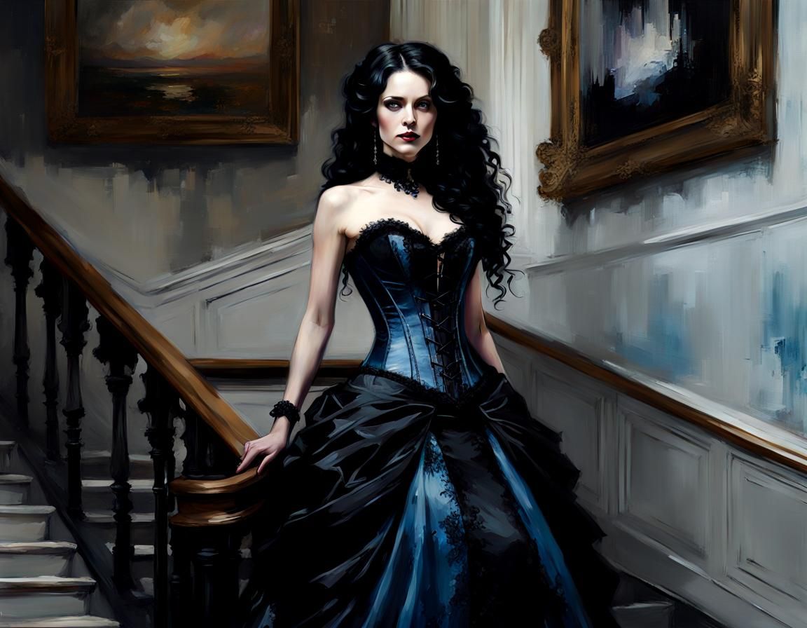 Gothic Victorian Woman Portrait in Abstract Expressionism