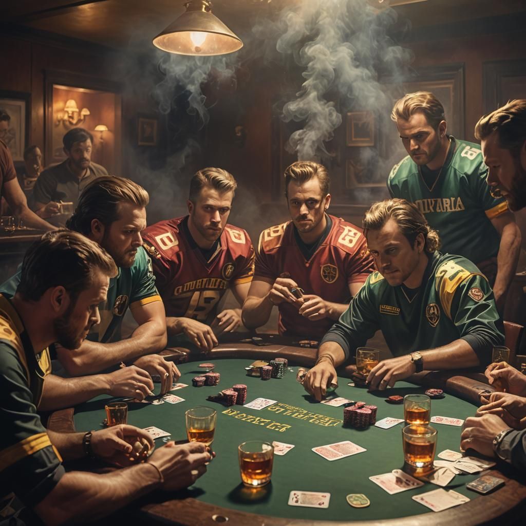 Fantasy Football Players in a Smoky Poker Game