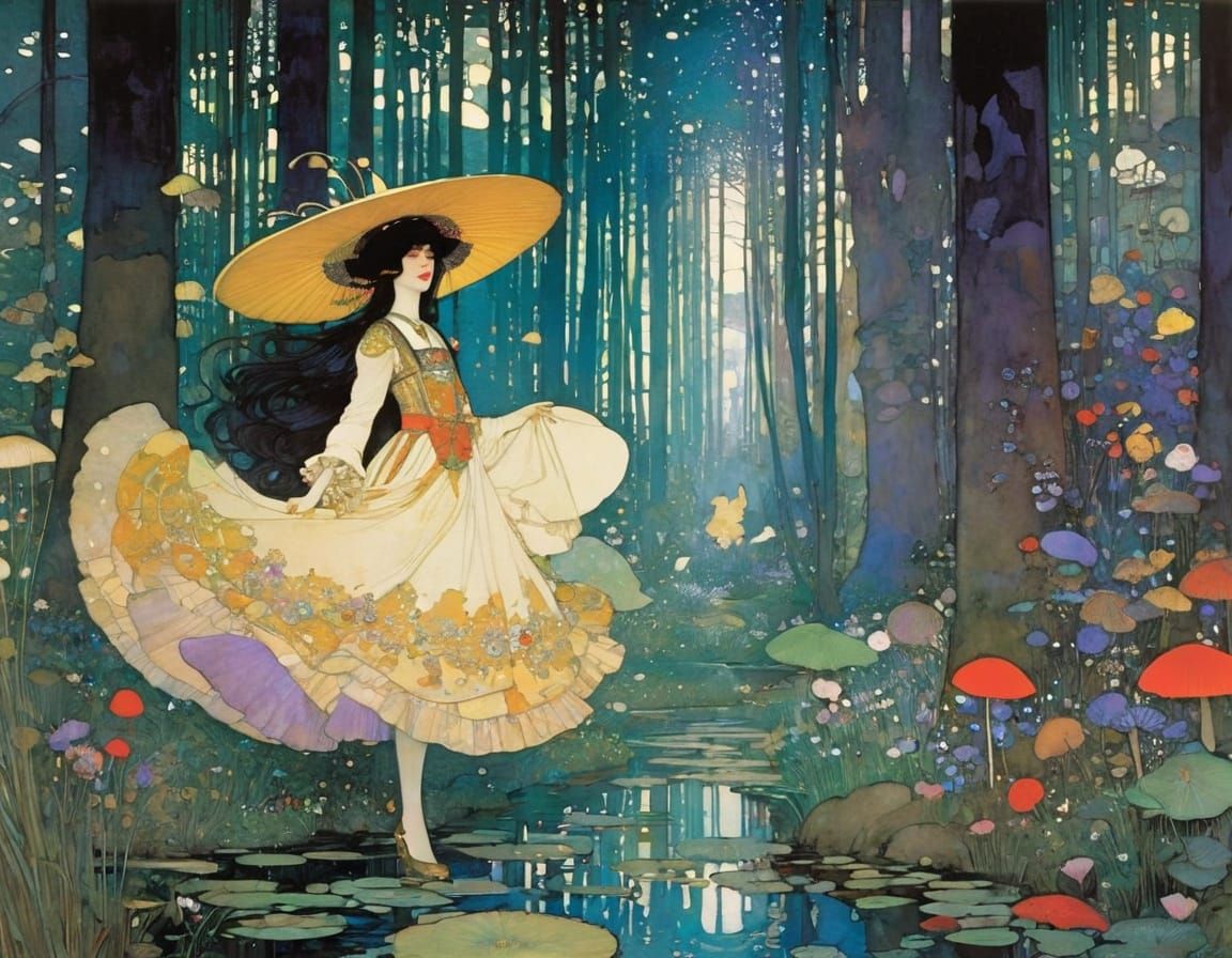 Enchanted Forest Inspired by Art Nouveau Masters