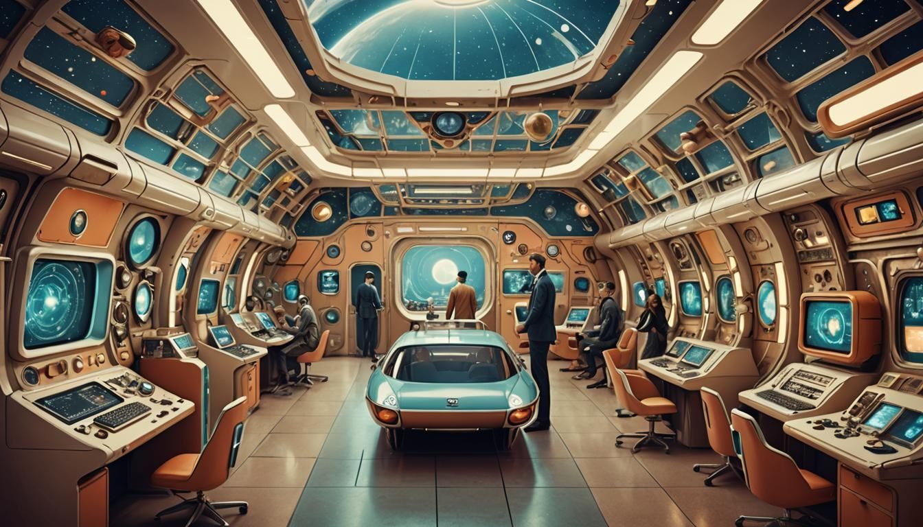 Retrofuturistic World with Vintage Tech and AI