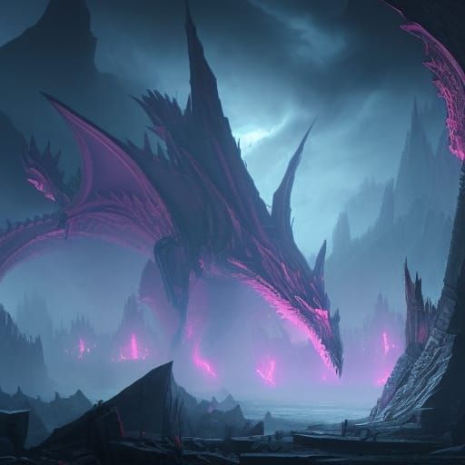 Grimdark Dragon of Violet Space Horror