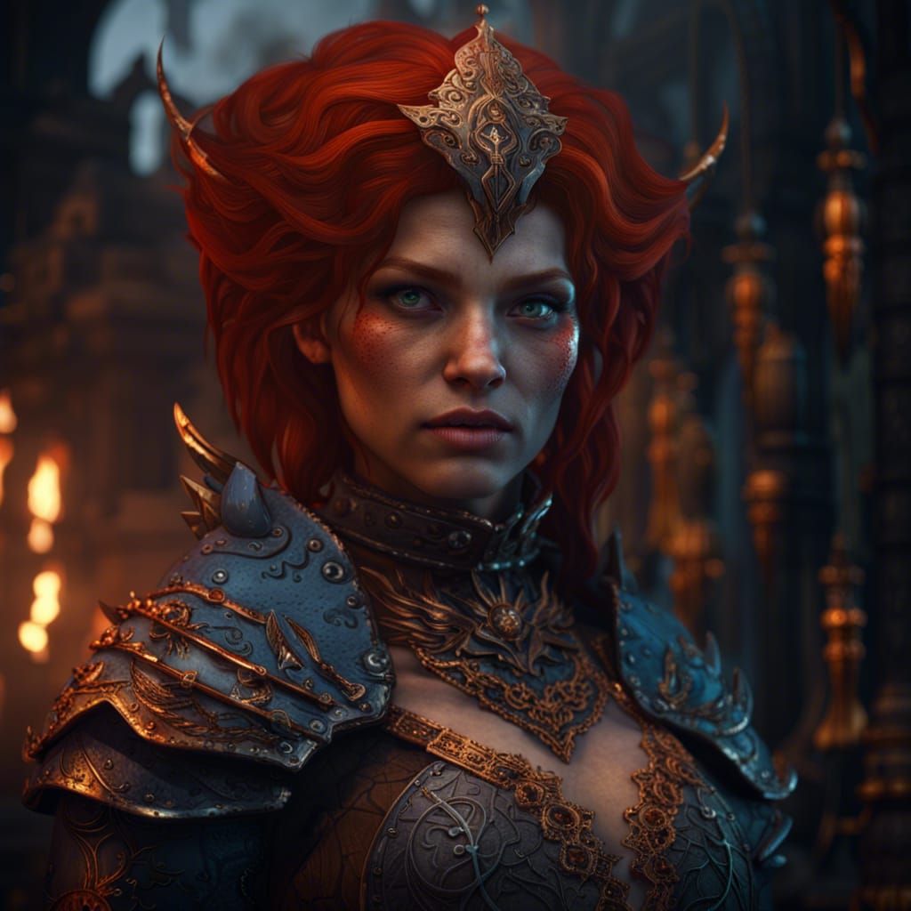 Redhead Gorean Kajira: Detailed Fantasy Art