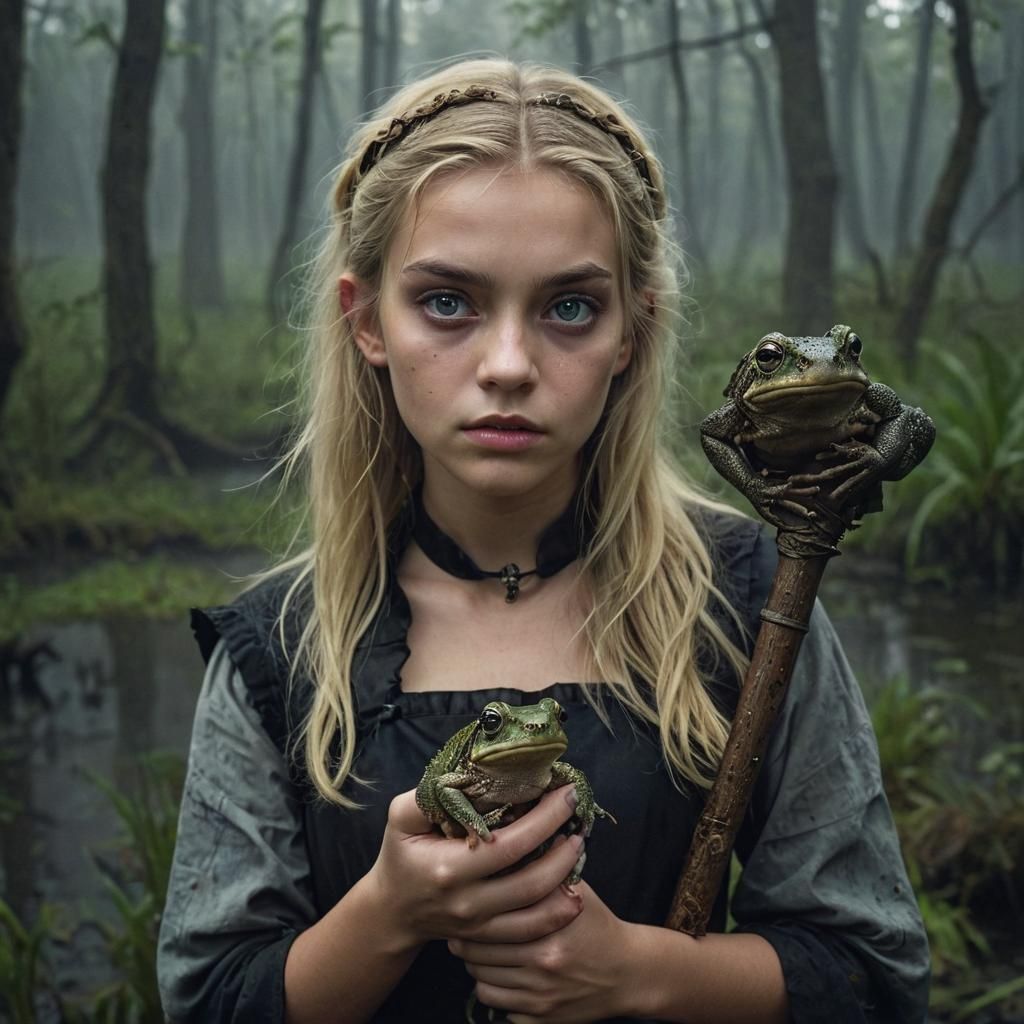 Young Witch Portrait in Dark Fantasy Style