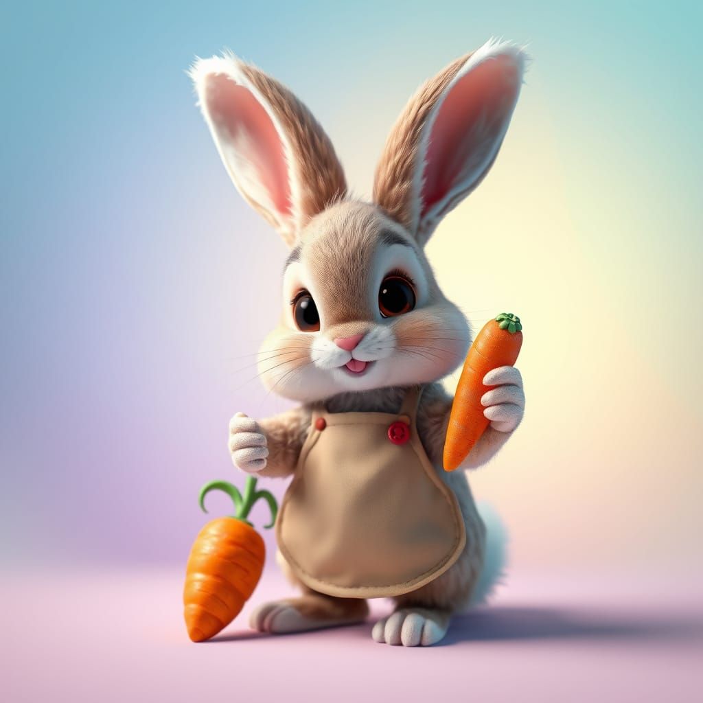 Whimsical Bunny in Pastel Wonderland
