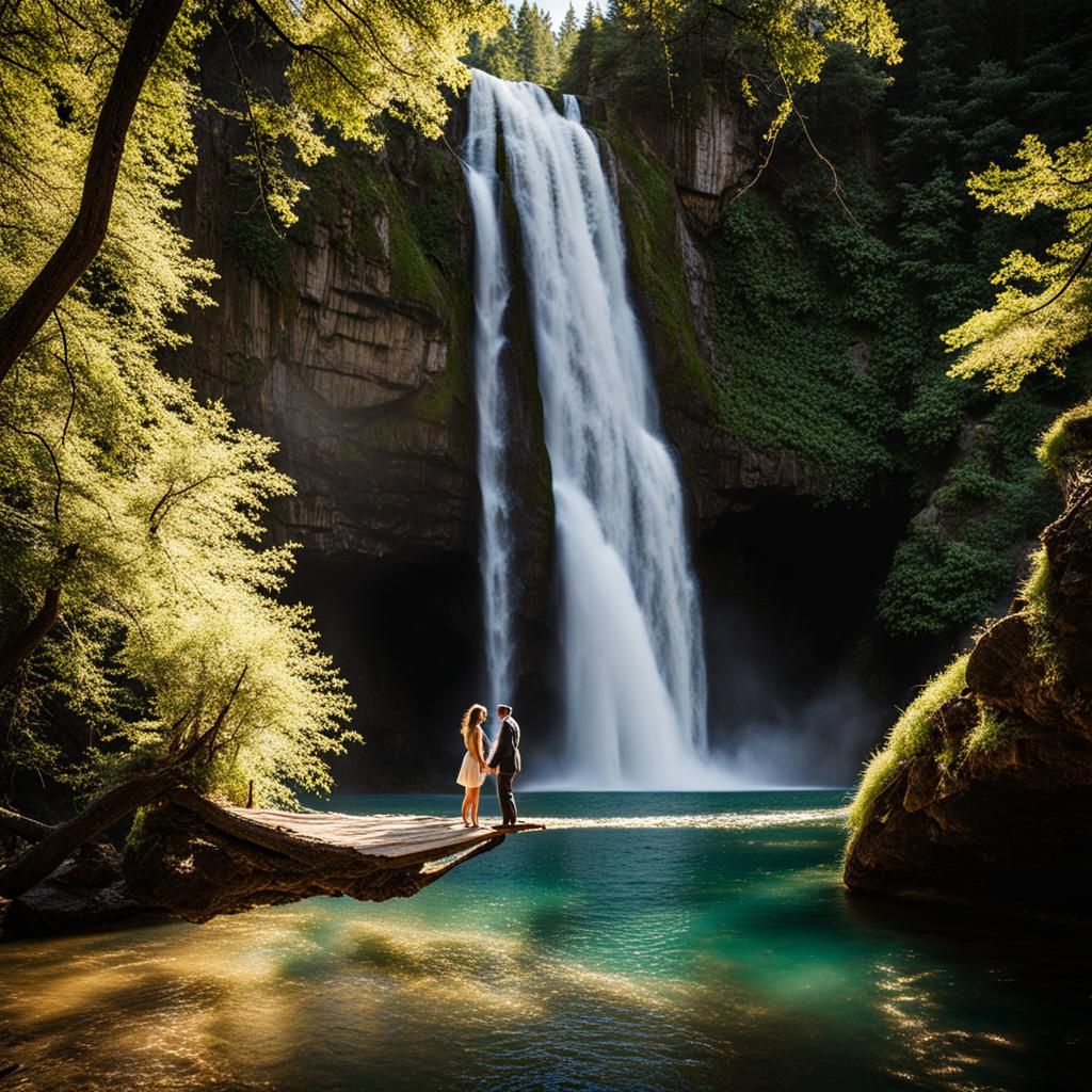 Romantic Waterfall Date on a Rope Swing