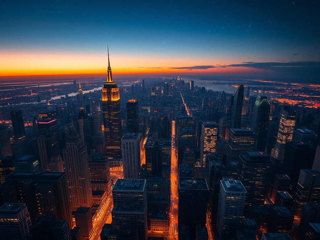 New York City Sunset Panorama from Empire State Building