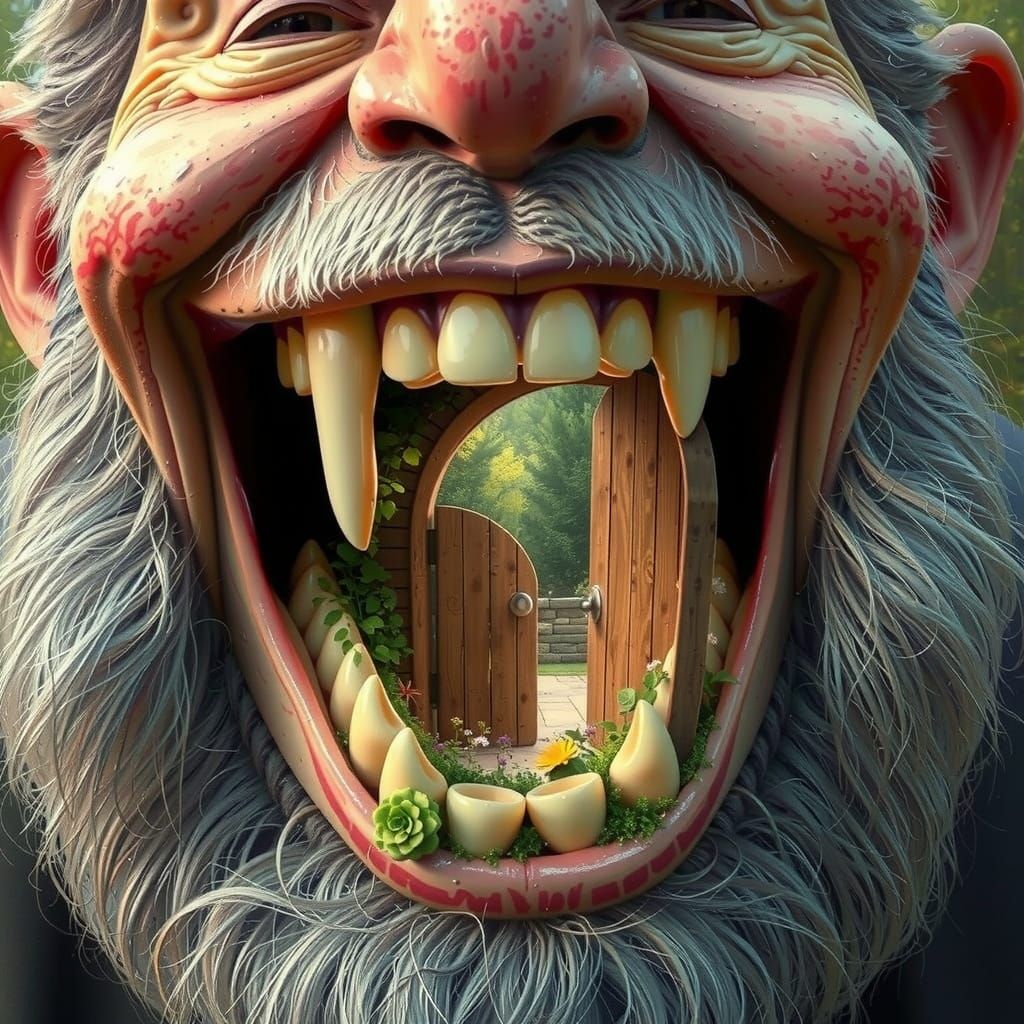 Whimsical Garden Hidden in a Toothy Grin