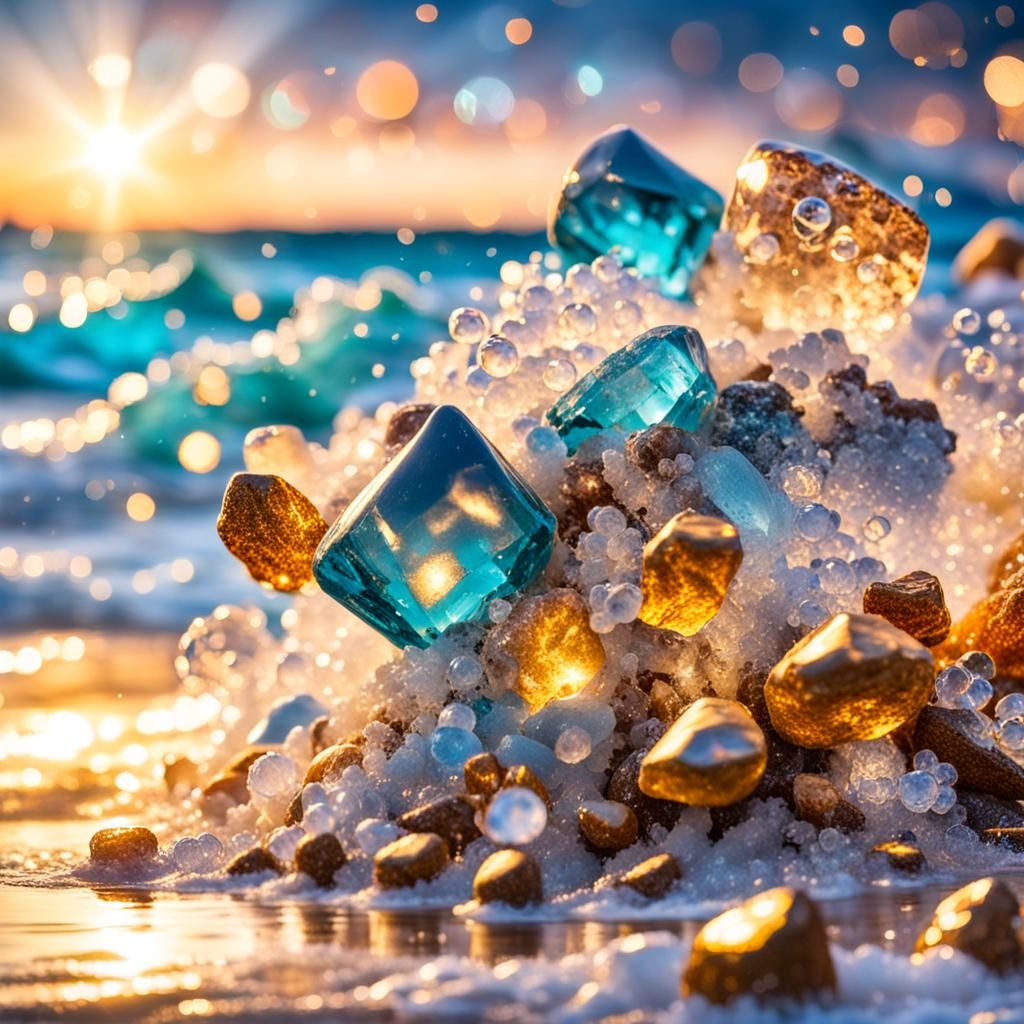 Golden Crystal Beach at Sunset