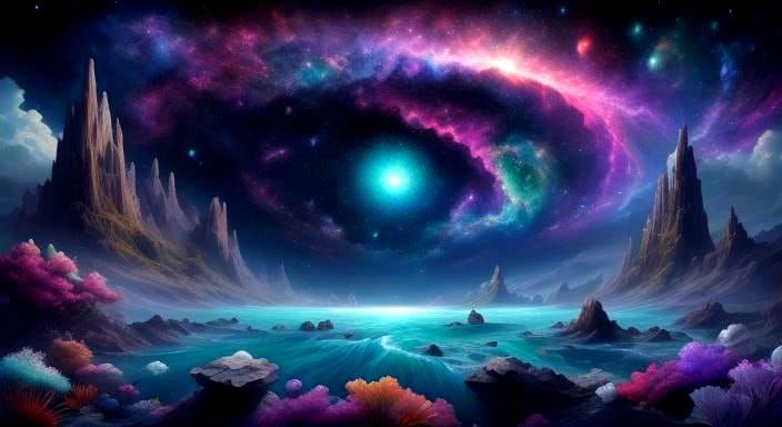 Nebula Shores: Crystals and Sea Glass in Art Nouveau Style