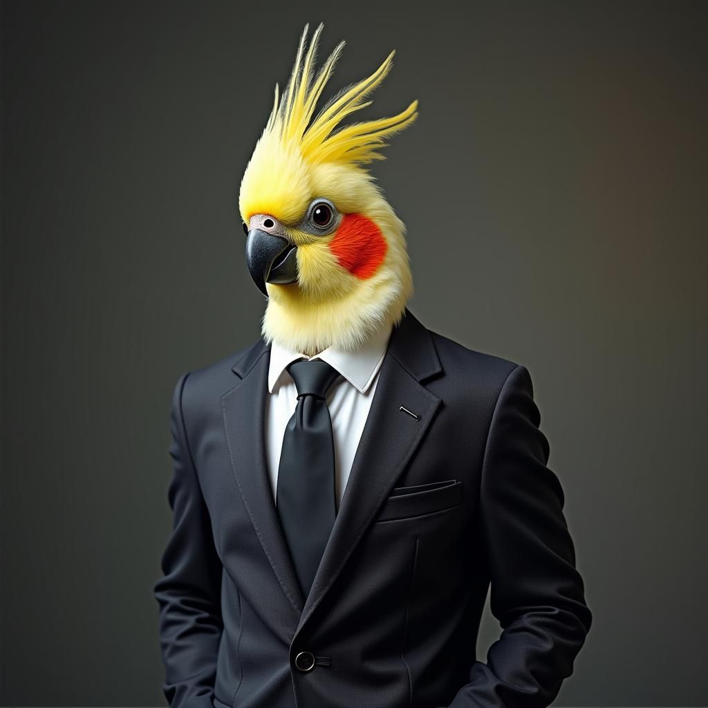Cockatiel in Business Suit Photograph