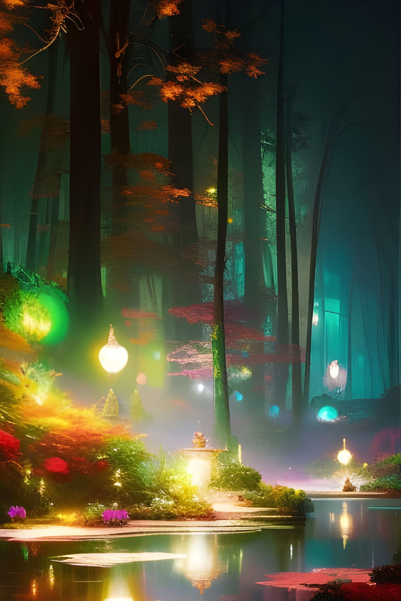 Enchanted Stone Well in Moonlit Garden