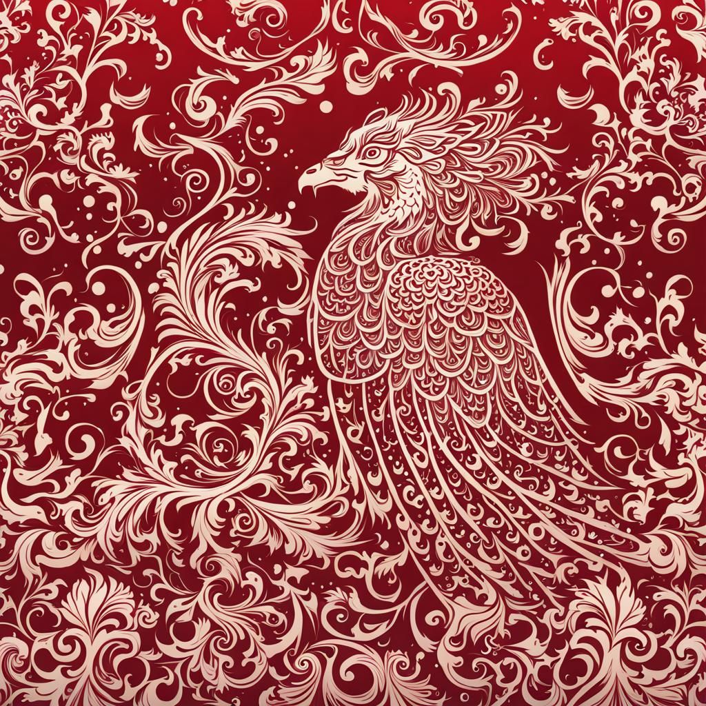 Filigree Phoenix with Blood Red Ombre Effect