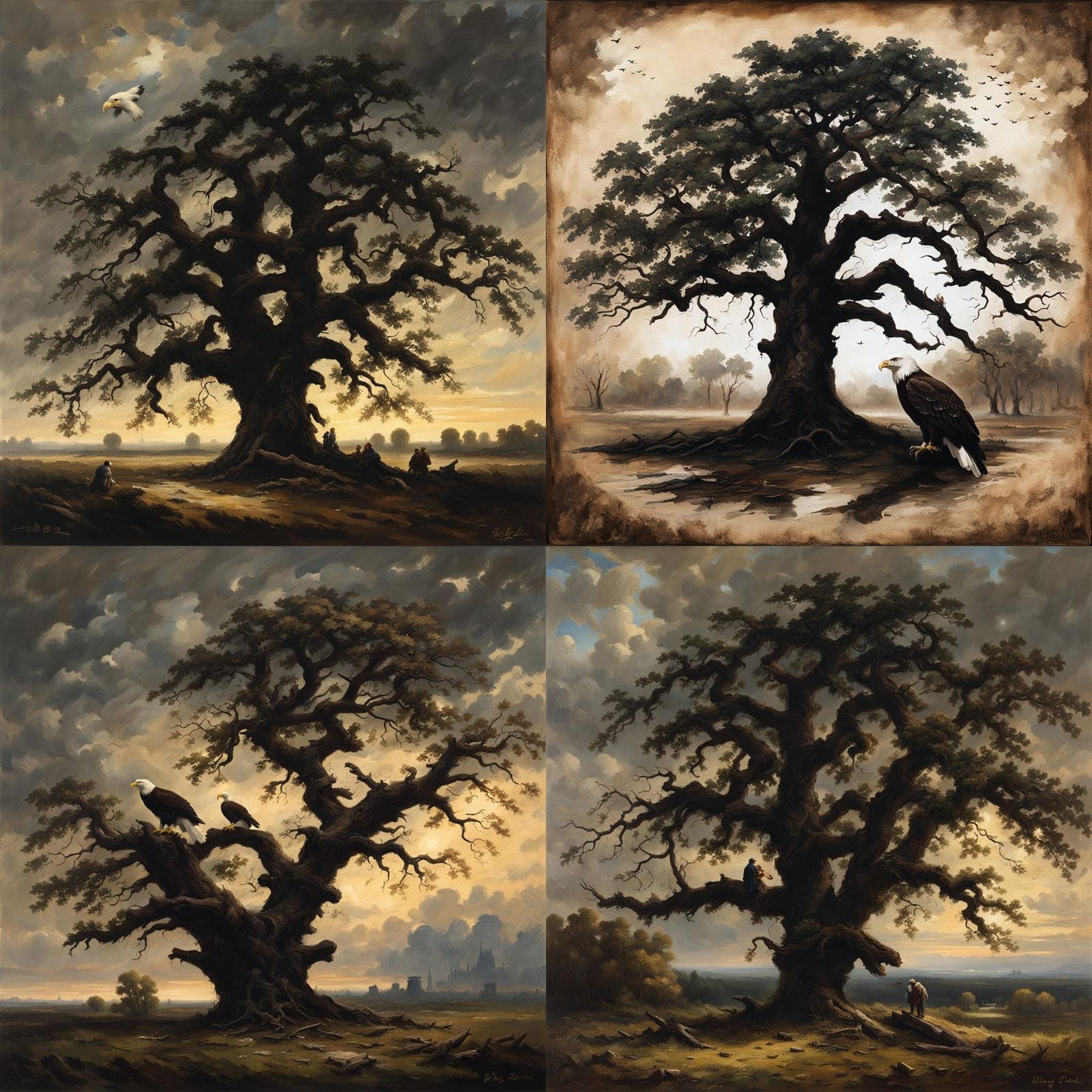 Black Oak and Maple Tree in Boudin Style