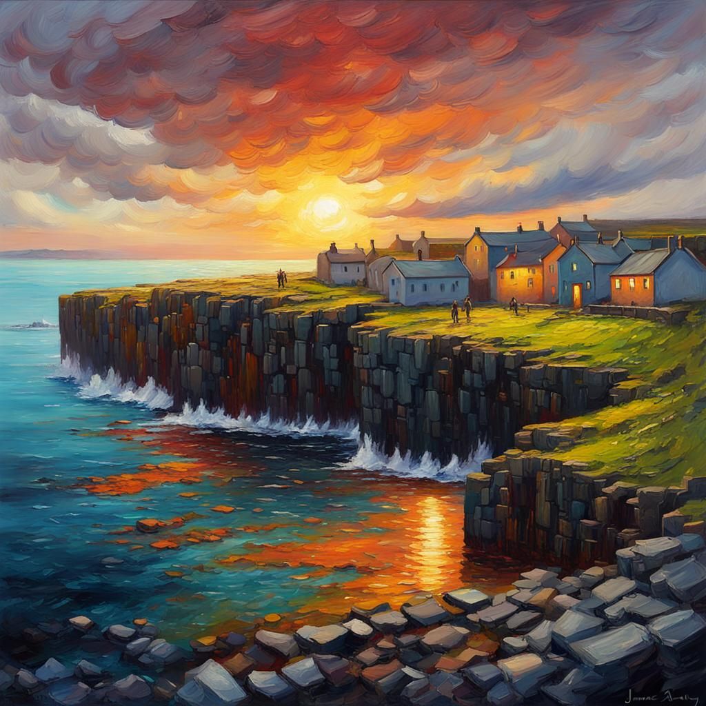 Aran Islands Sunset: Impasto Oil Painting