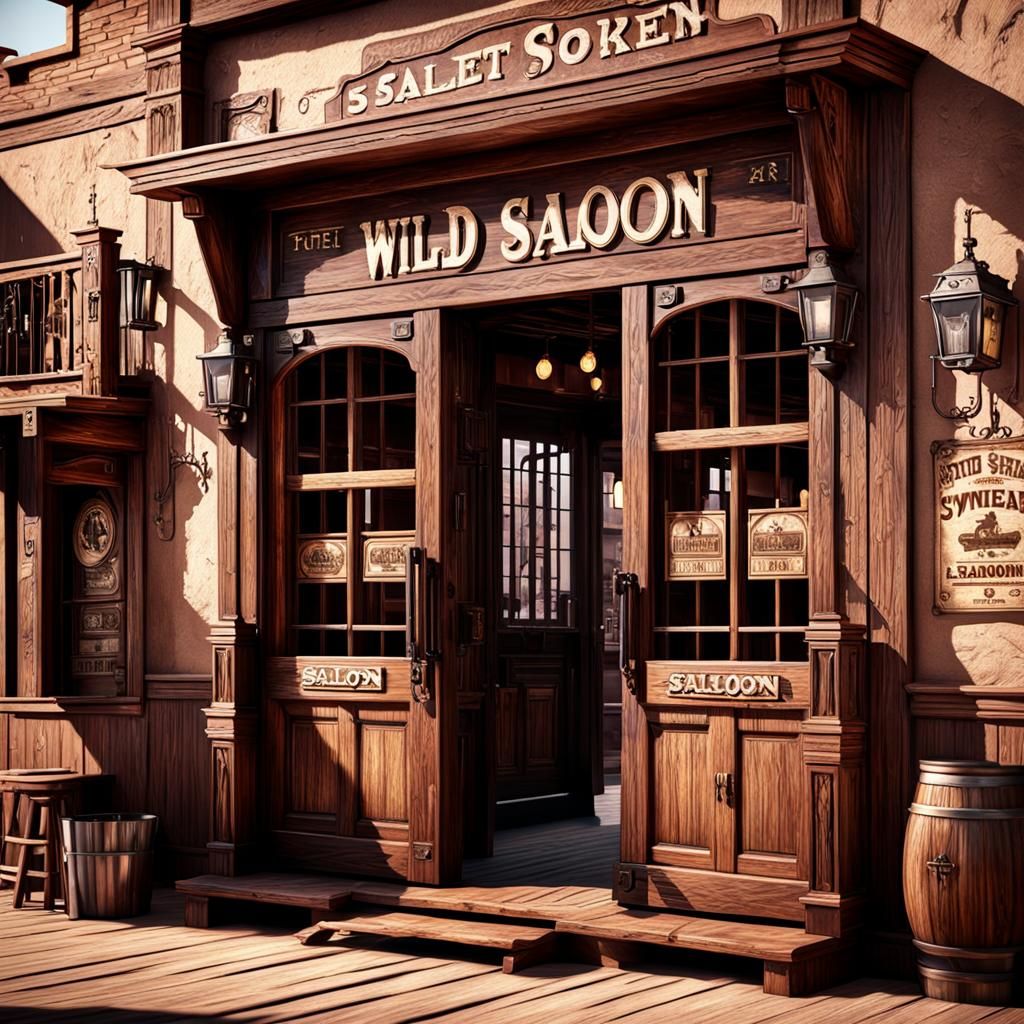 Wild West Saloon with Cowboys in 8k