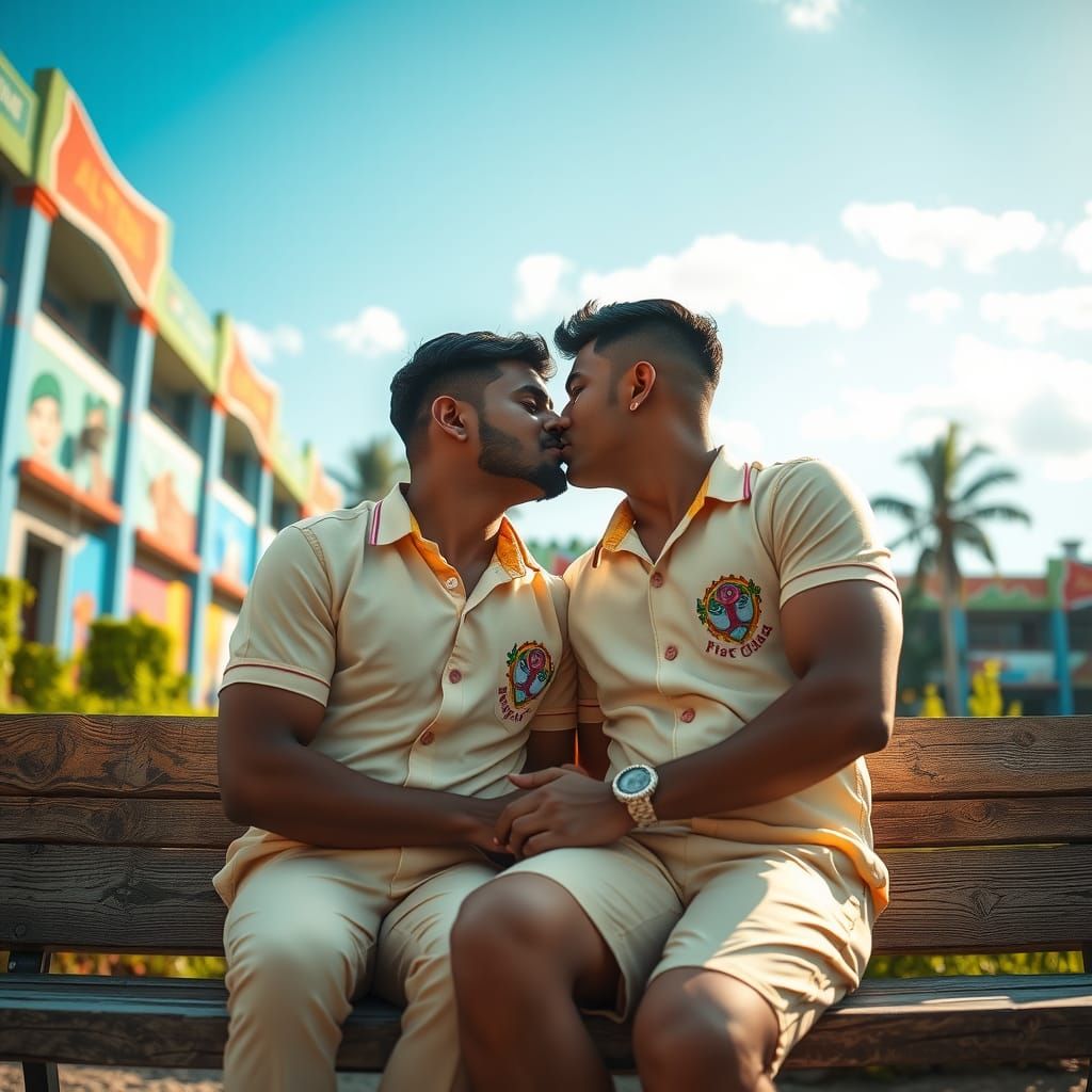 South Indian Gay Men Kiss in School Uniforms
