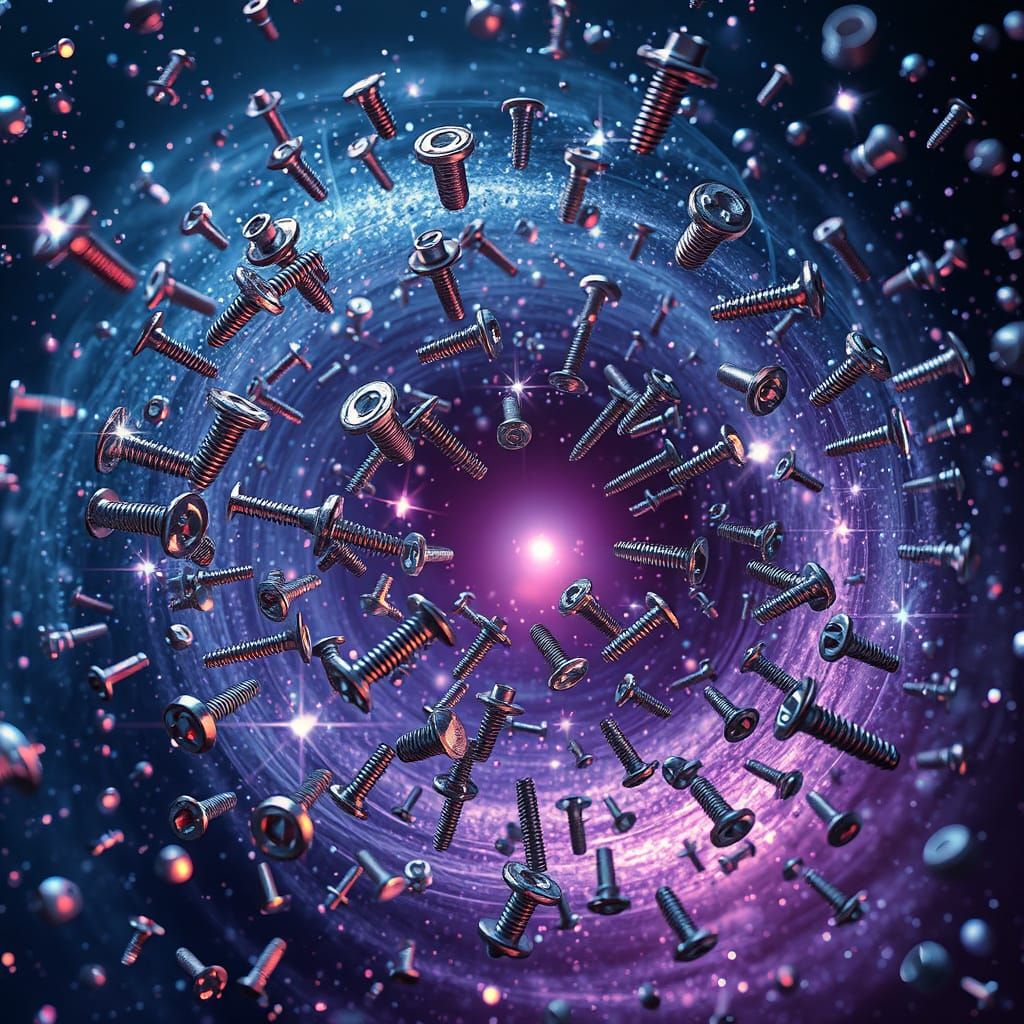 Cosmic Galaxy of Screws and Nails in Deep Space