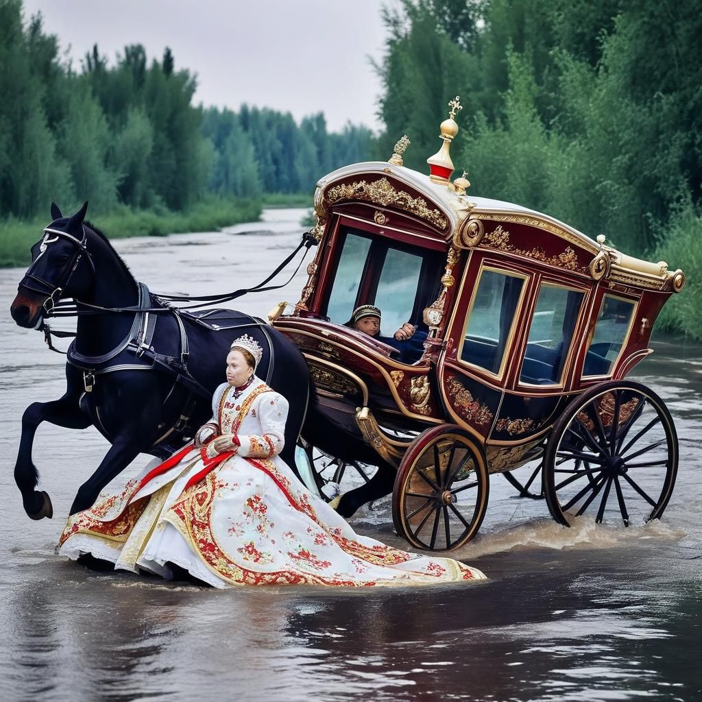 Tsarina Eudoxia Overturned in River After Carriage Accident