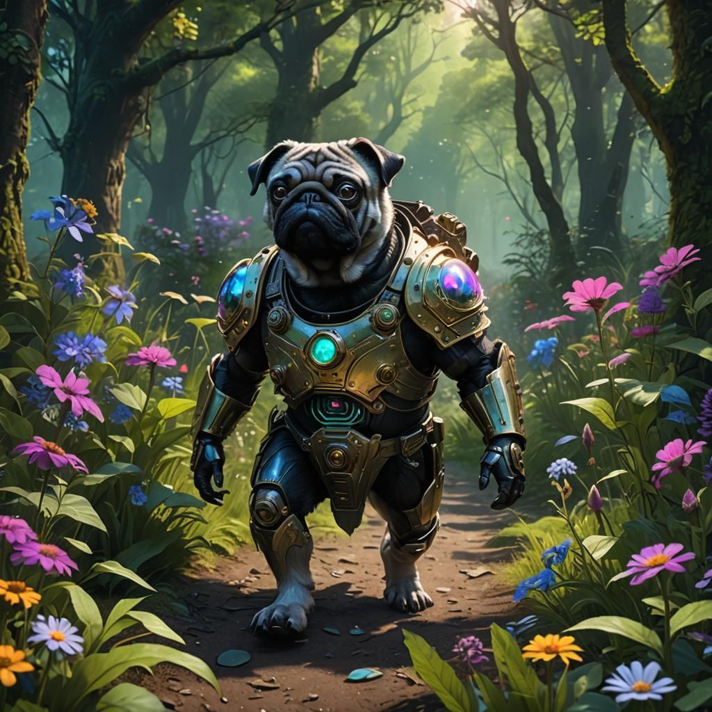 Cyberpunk Orc and Steampunk Pug in Glade