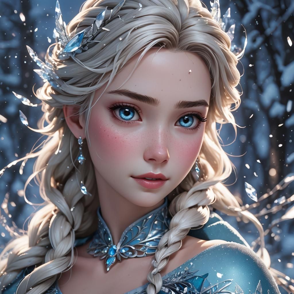 Elsa in Detailed 3D Anime Art