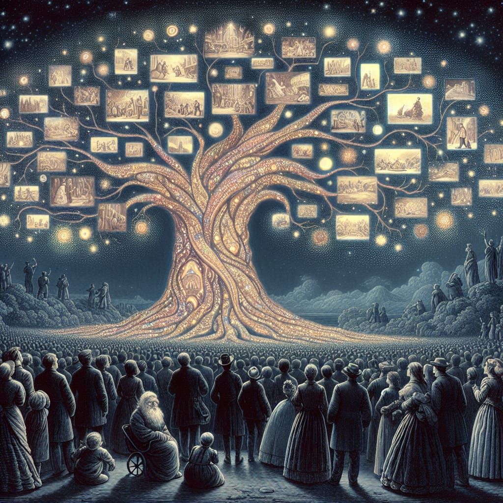 Enchanted Tree Displaying Epochs in Digital Art Style