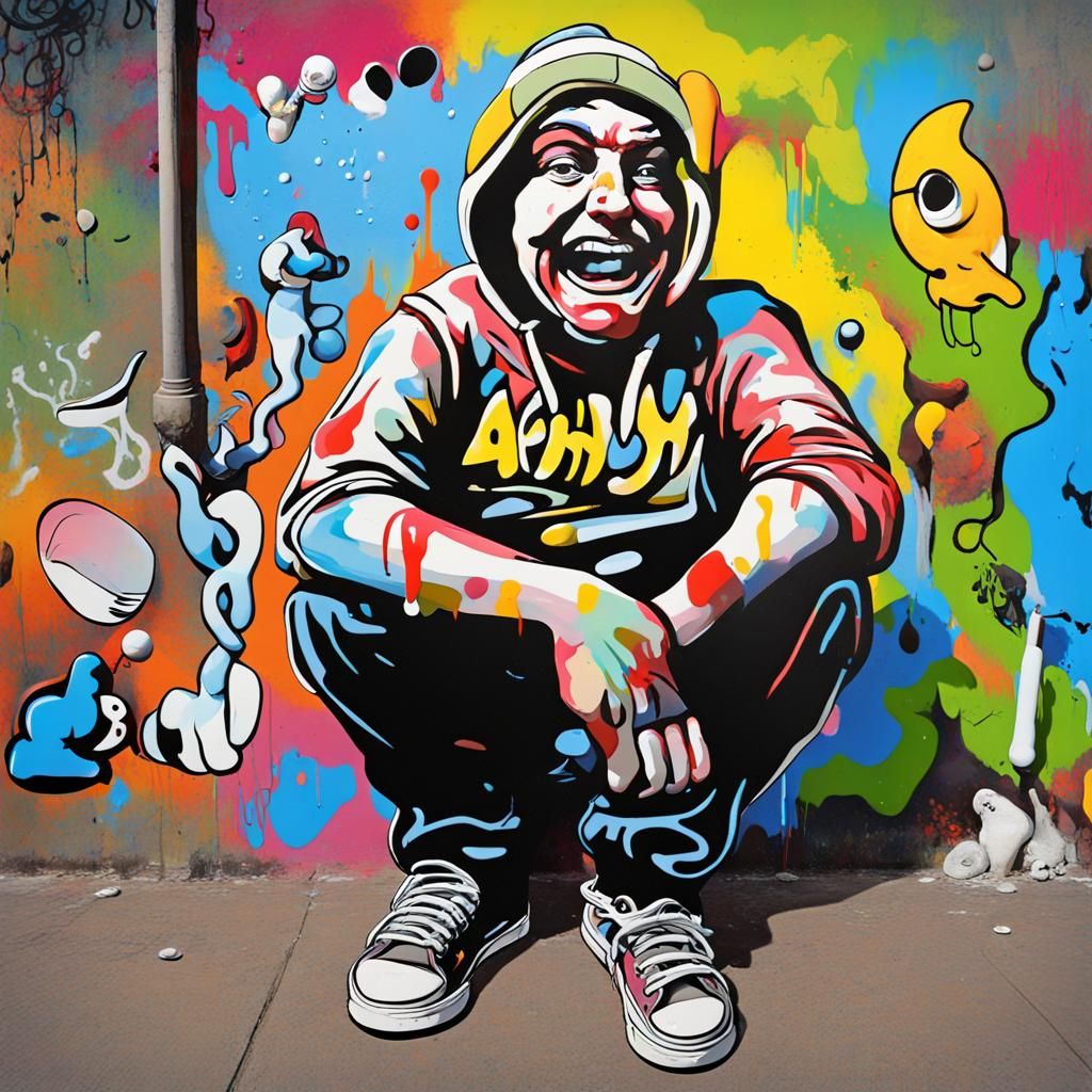 Graffiti Portrait with Polychromatic Spray Paint