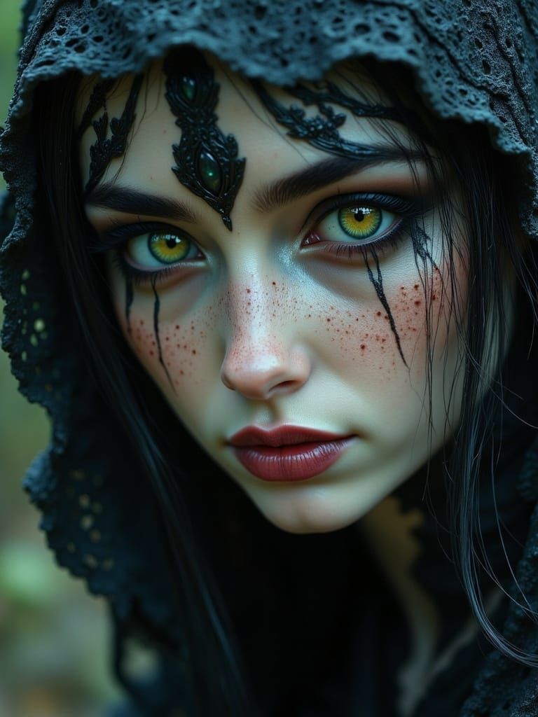Enchantress in Eerie Hyperrealistic Portraiture