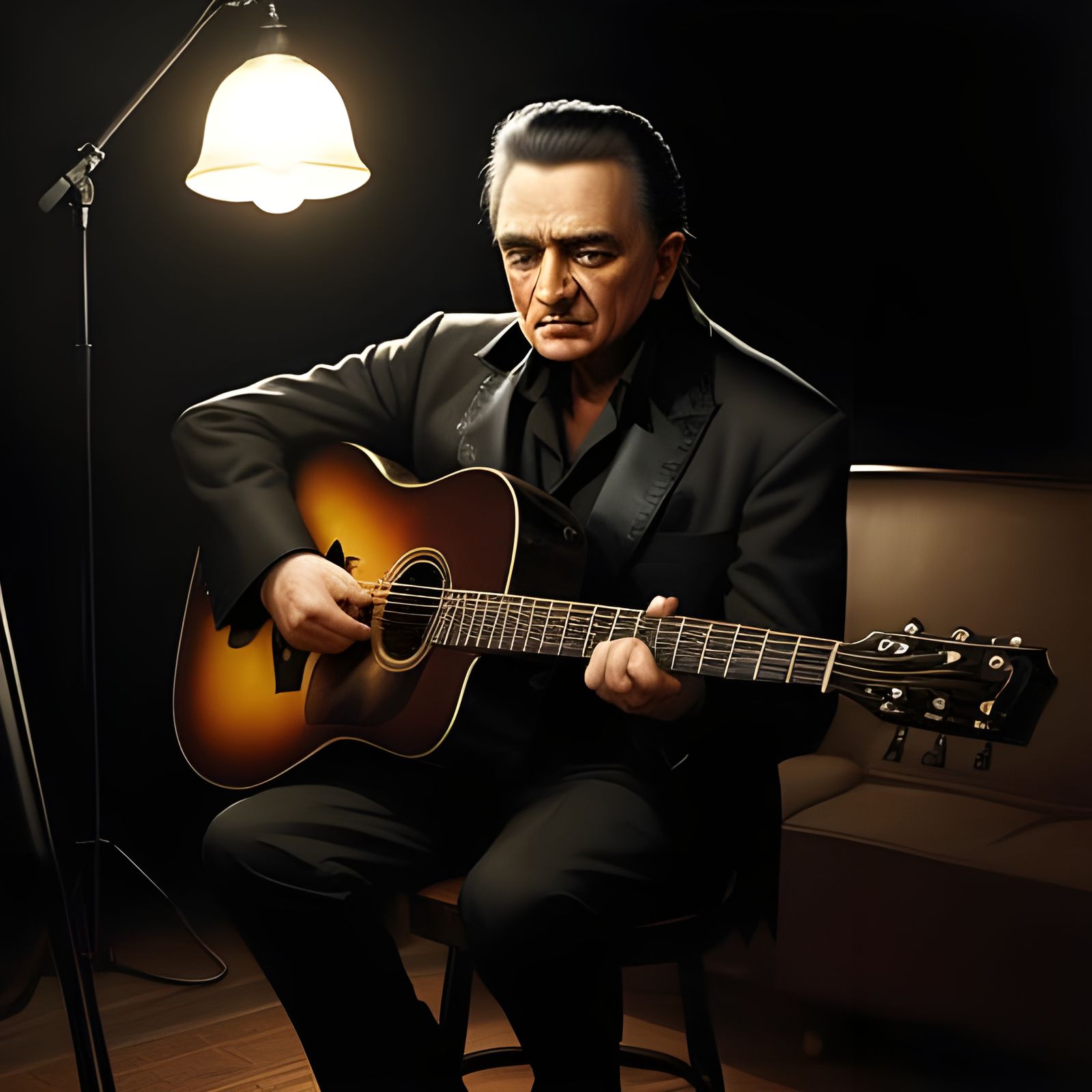 Johnny Cash Performs in a Cozy Recording Studio