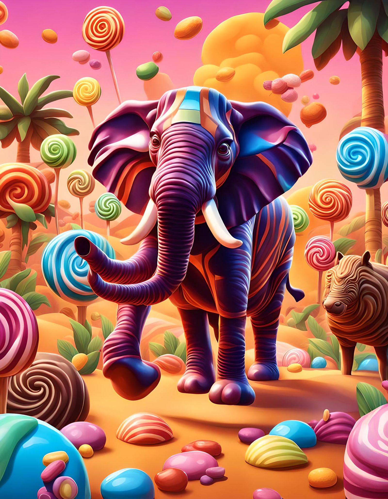 Chocolate Safari Animals in Candy Art Style
