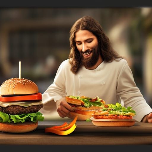 Jesus makes a burger