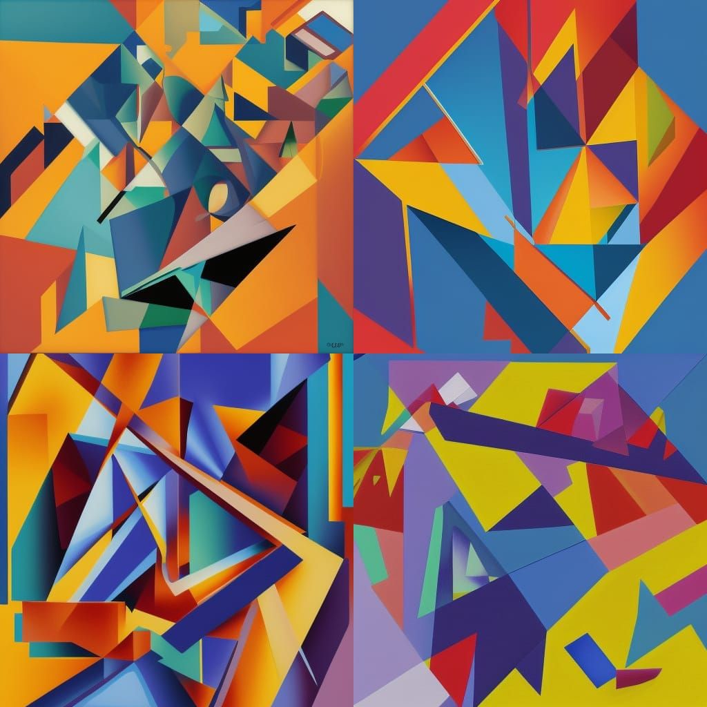 Geometric Cubism Art Deco Painting