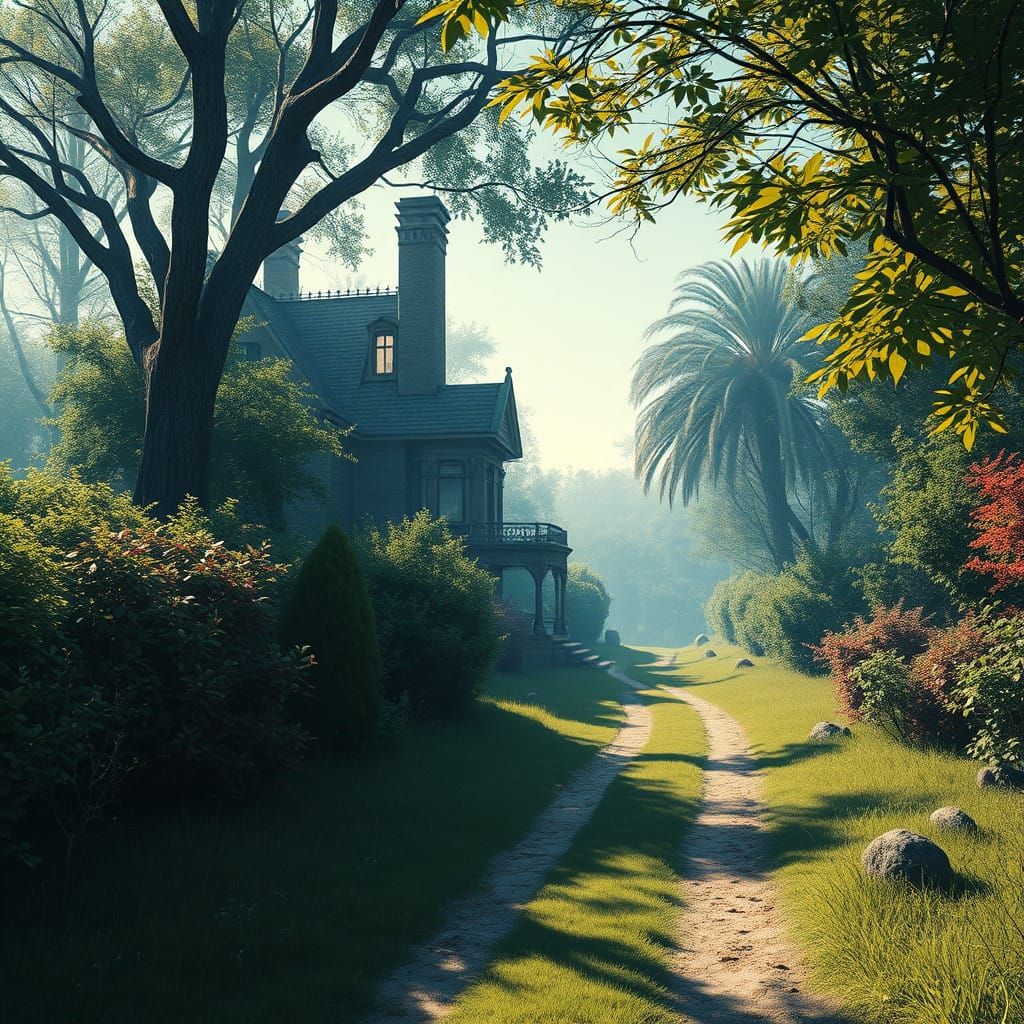 Serene Countryside Enclave in Dreamlike Hues