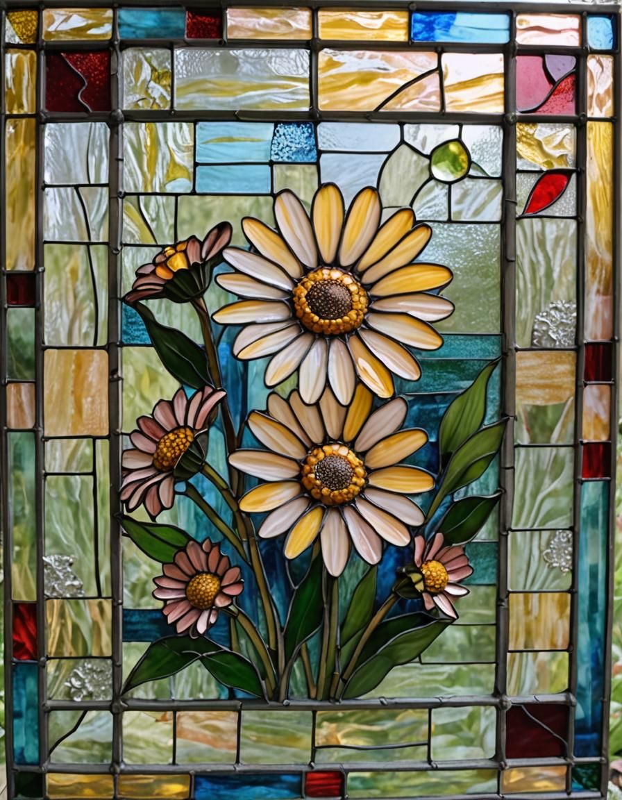 Ox-Eyed Daisy in Stained Glass Art