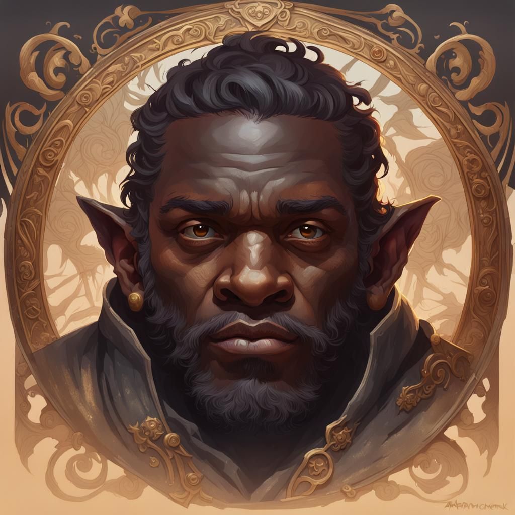 Dark Fantasy Halfling Merchant in Triadic Colors