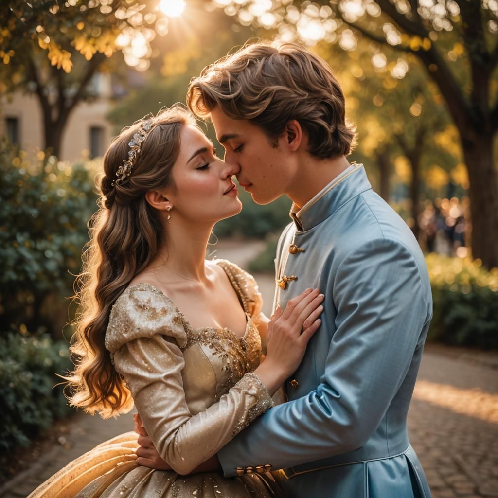 Romantic Portrait of Young Couple in Fairy Tale Moment