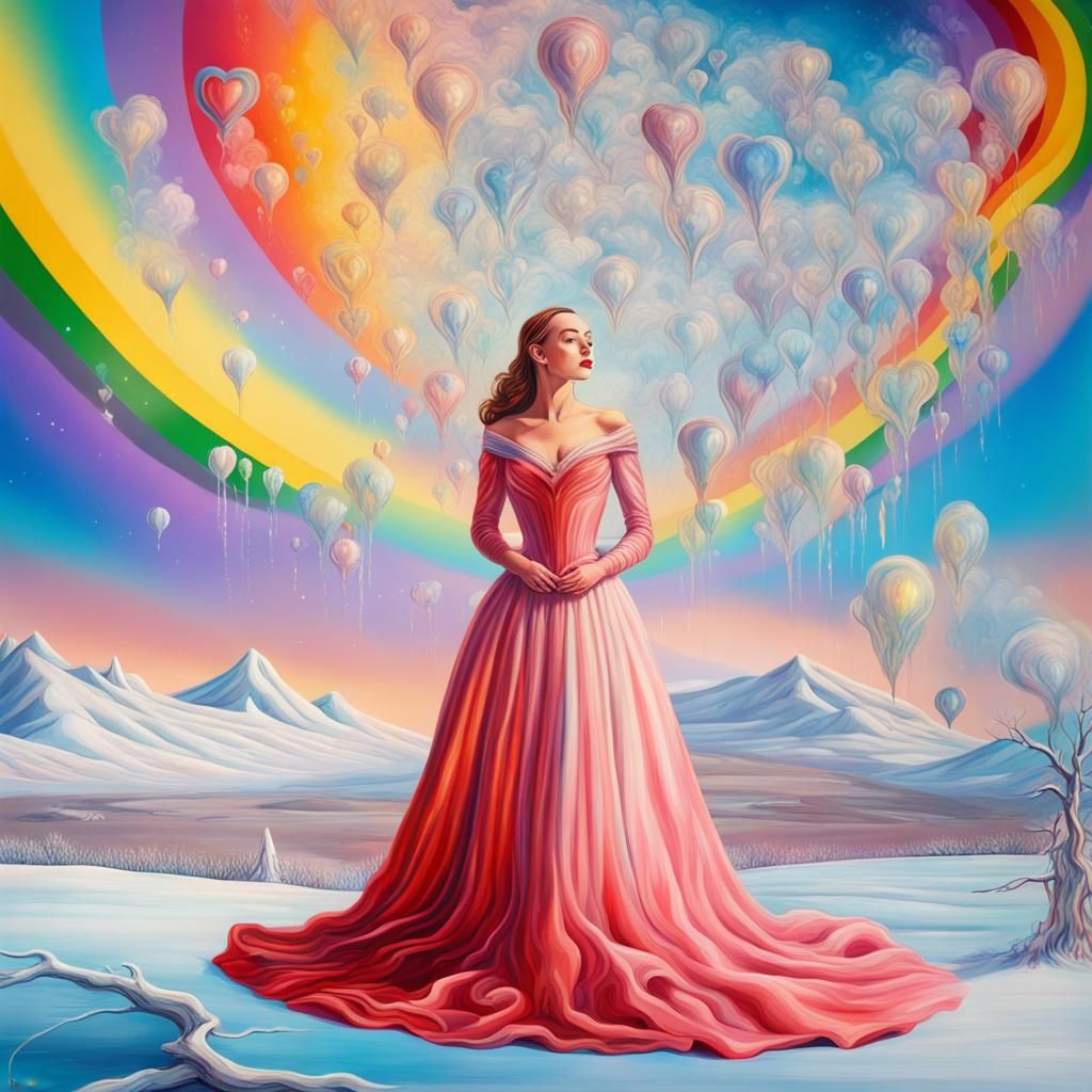 Fantasy Wonderland: Valentine Girl in Surrealist Style