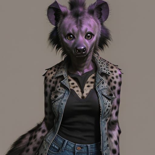Scuzzy Hyena Girl in Denim Vest