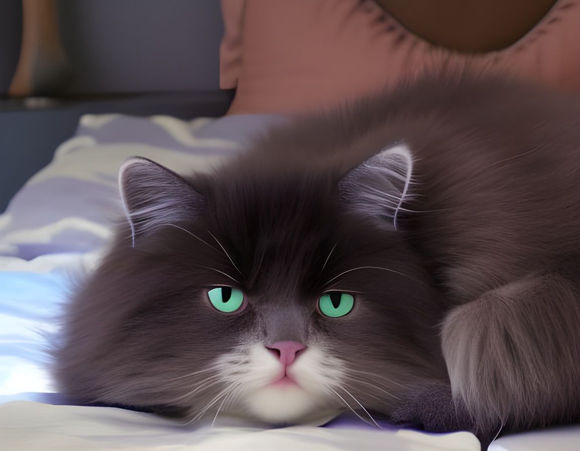 Cute Purple Cat in Kawaii Style Pattern