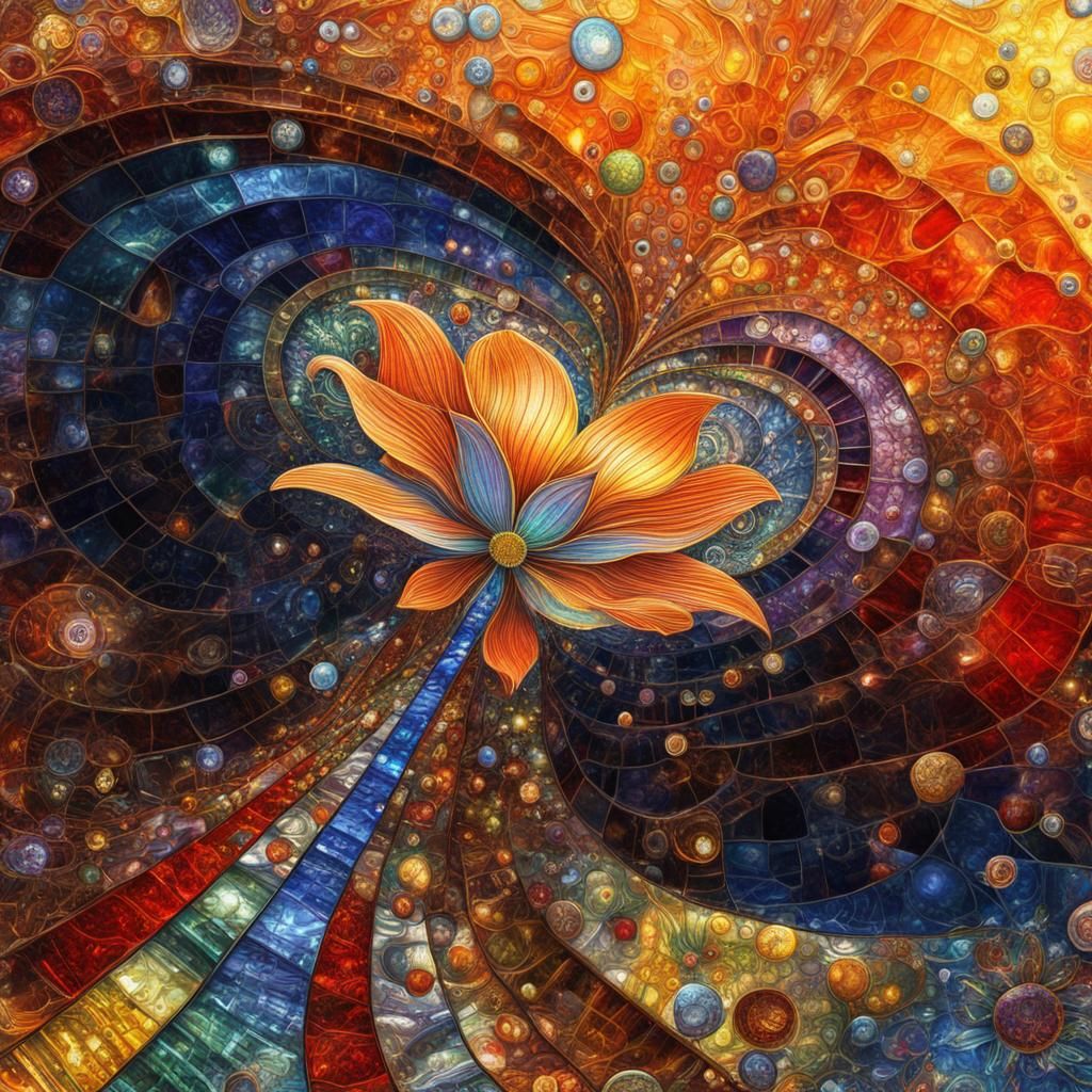 Glass Nirvana Flower in Steampunk Style