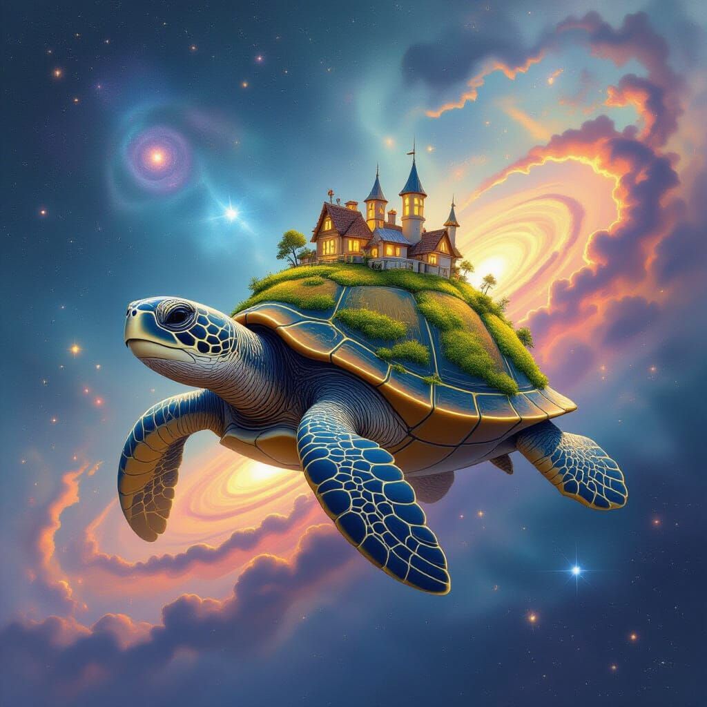 Ancient Turtle Village Travels Through Nebula