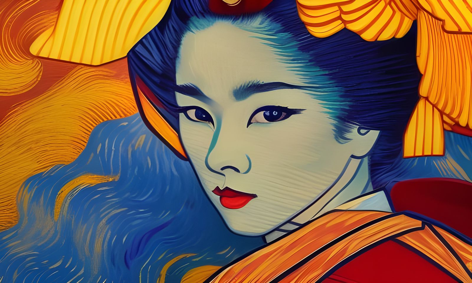 Geisha Girl: Art Deco Digital Painting