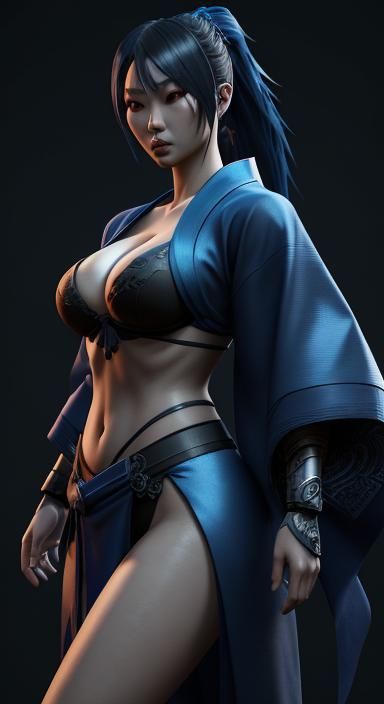 Korean Woman in Kimono: 3D Game Cinematic Graphics