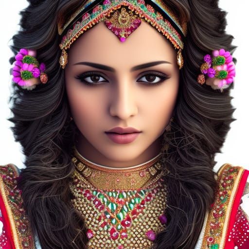 Beautiful Indian Girl Portrait in Ornate Clothing