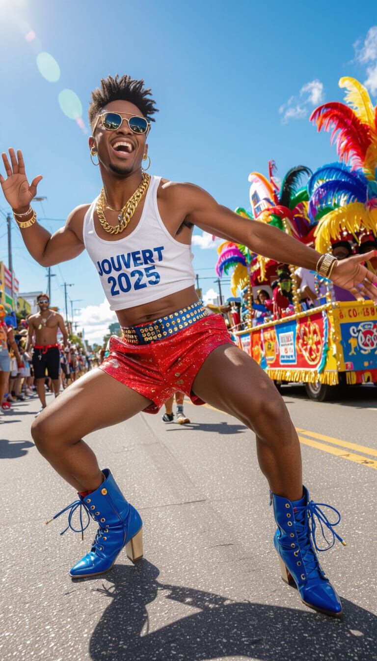 Joyful Dancer at Vibrant Outdoor Festival