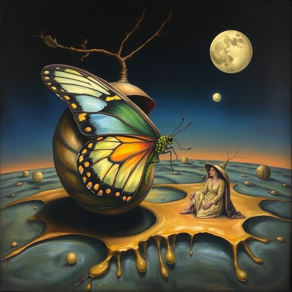 Surreal Metamorphosis: Woman Emerging, Dali-esque Oil Painti...