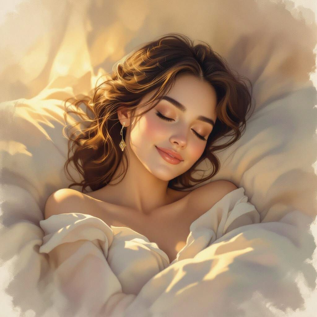 Woman in Golden Light Achieving Inner Peace