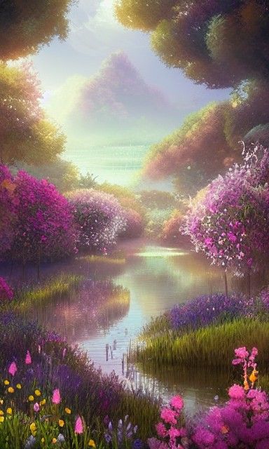 Dream Flower Garden with Mystical Energy
