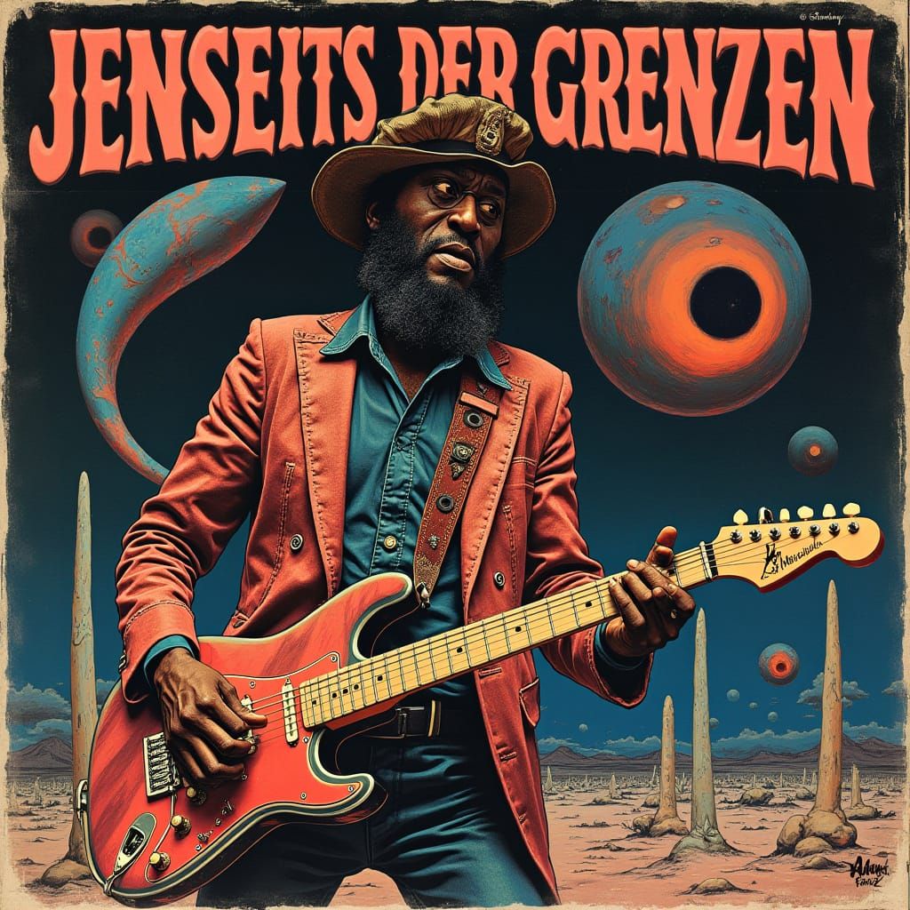 Mississippi Fred McDowell in Psychedelic Dreamscape